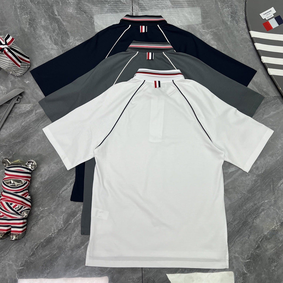 Striped Raglan Sleeve Zip Polo Shirt | Quick-Dry Short Sleeve