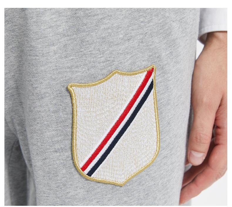 Thom Browne Style Men's Diagonal Stripe Badge Sweatpants