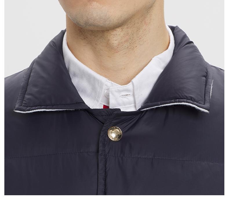 Classic 4-Strip Lapel Midi Down Jacket