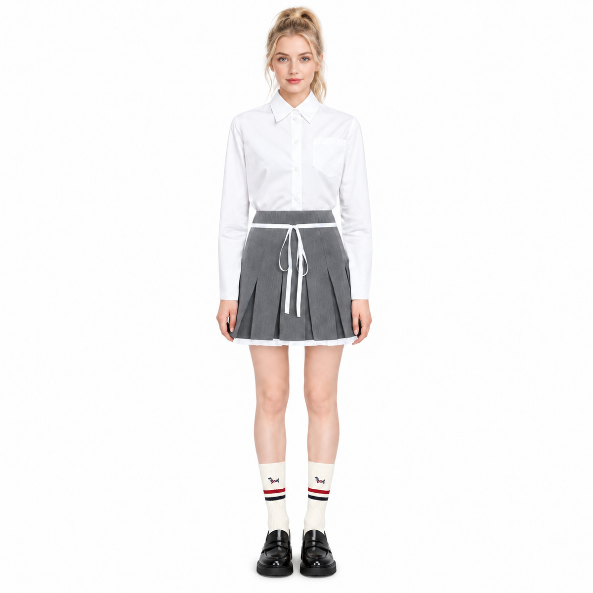 Women's Drawstring Pleated Mini Skirt | Thom Browne
