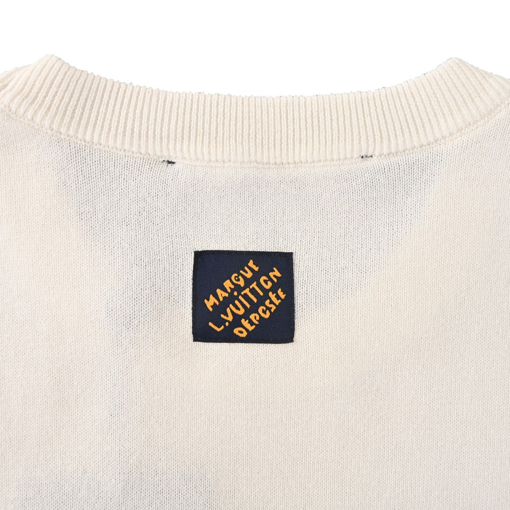 Blue Gesture Knit Short-Sleeve T-Shirt