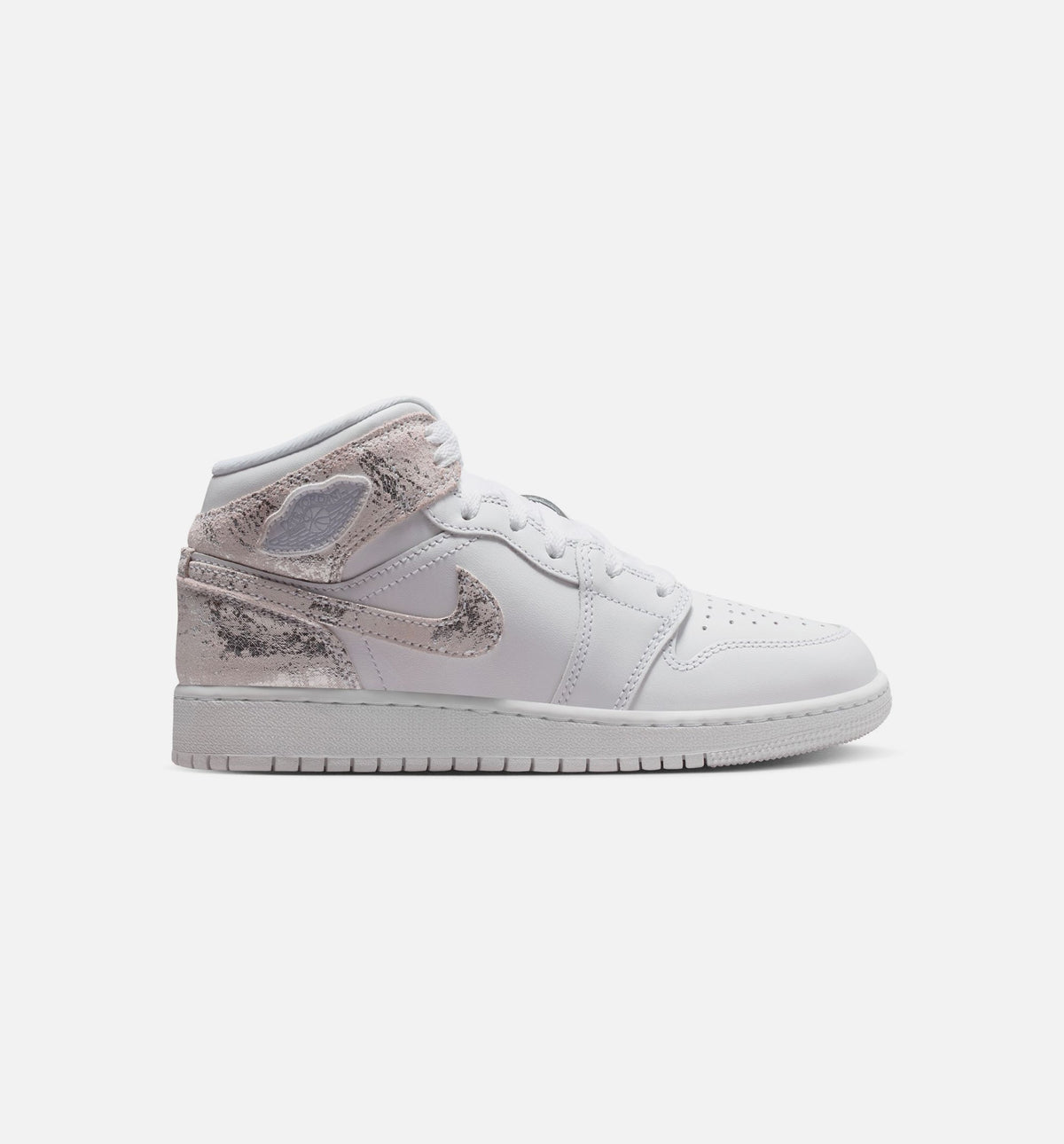 Air Jordan 1 Mid SE Grade School – White/Field Silver
