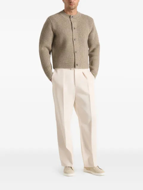 Manière De Voir Alix - crewneck ribbed knit cardigan - beige