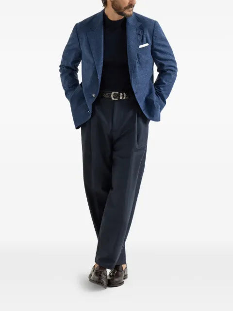 Brunello Cucinelli wool, silk and linen Prince of Wales deconstructed blazer