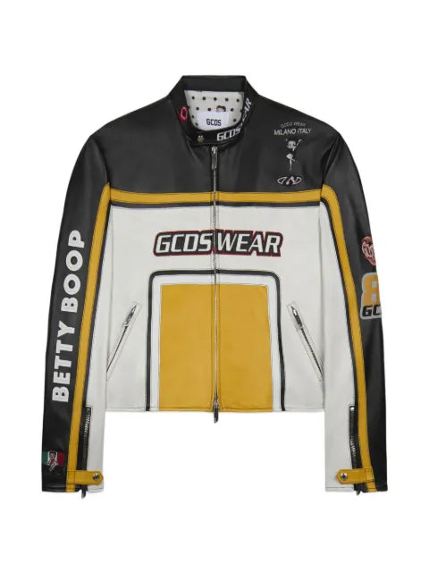 GCDS x Betty Boop leather biker jacket