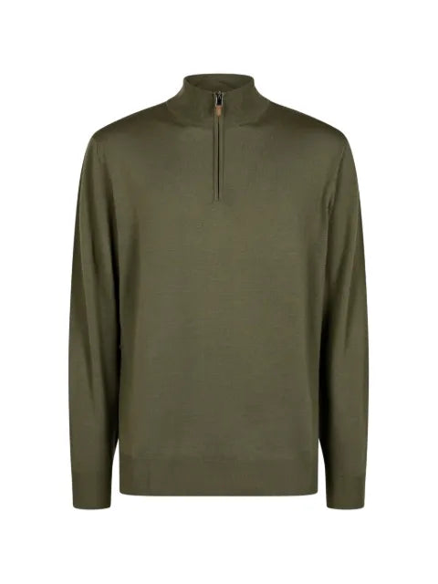 Canali half-zip ribbed-trim sweater