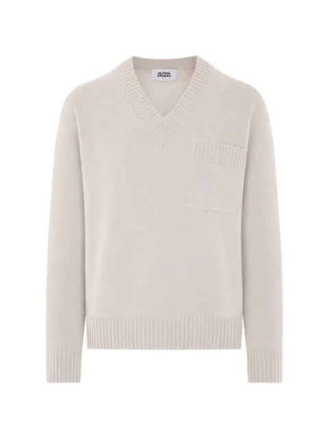 ALPHA STUDIO V-neck pocket-detail sweater
