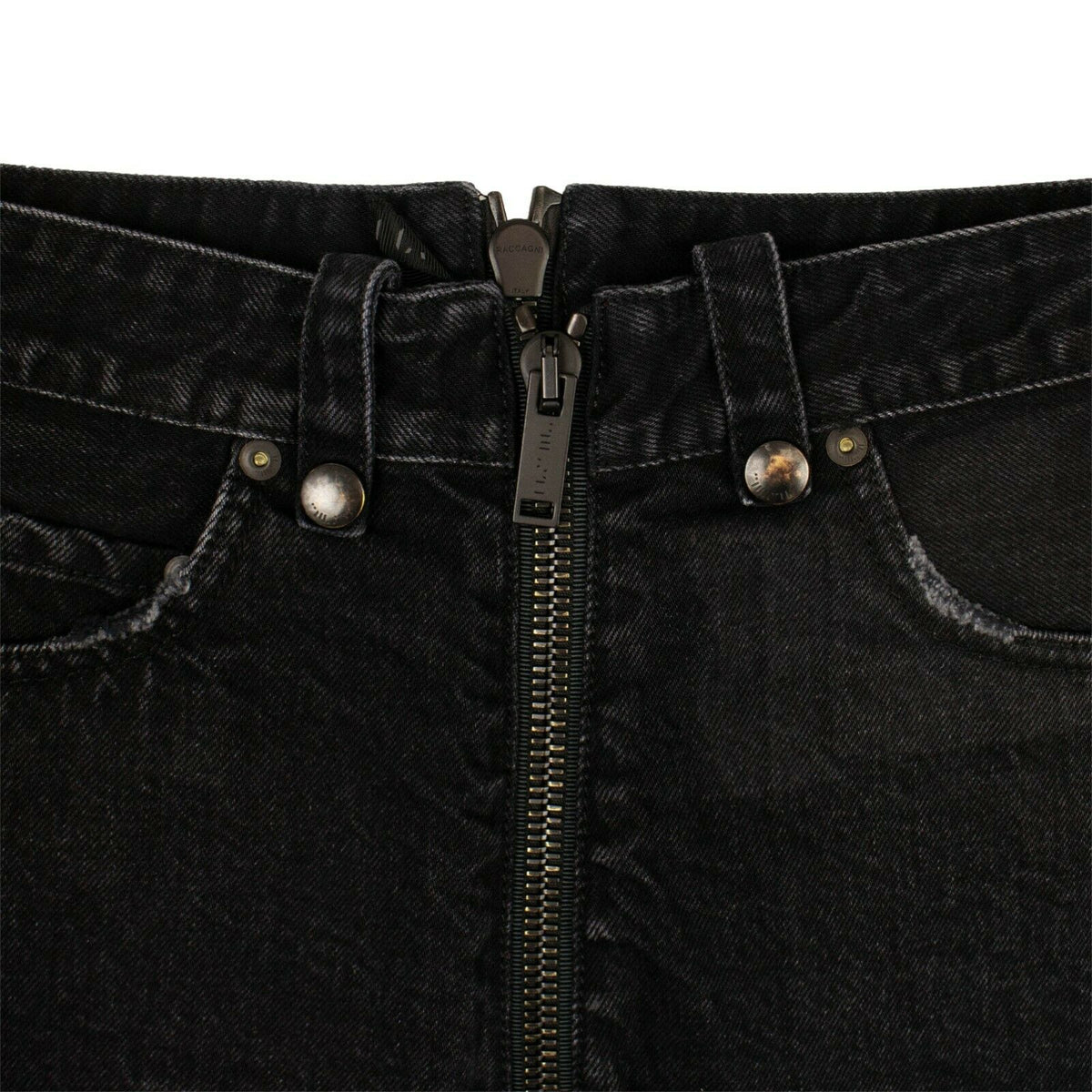 Black Denim Distressed Hem Short Pants