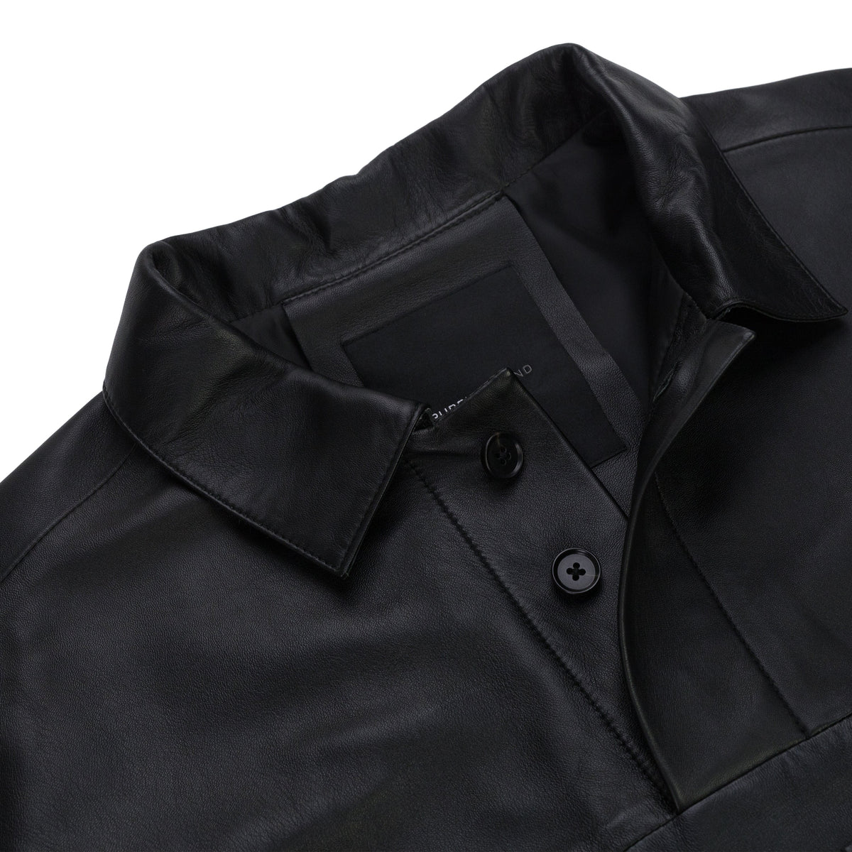 Black Leather Short Sleeve Polo