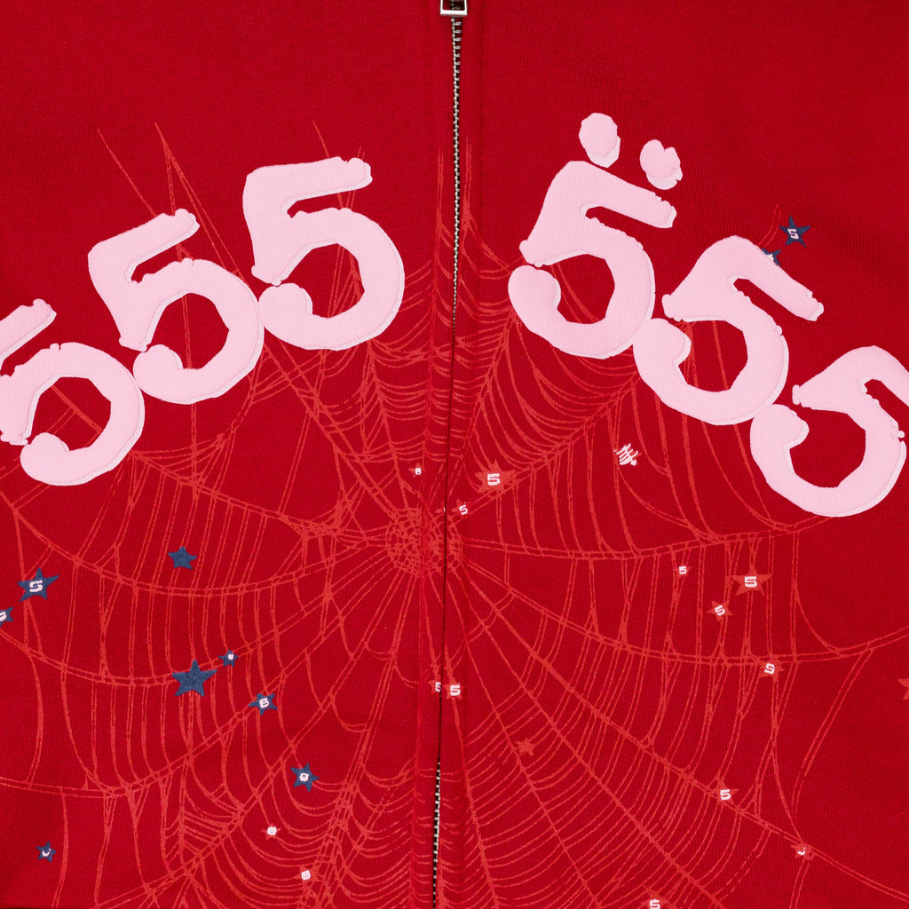 Red Angel Number Zip Hoodie