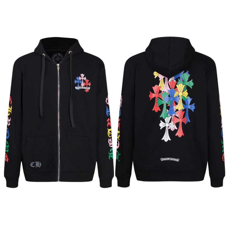 Chrome Hearts Multi Color Cross Cemetery Zip Up Hoodie 5010