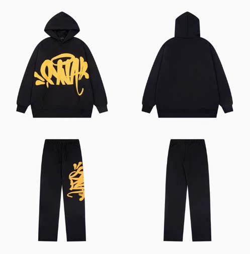 Syna world Graffiti Logo Black Hoodie And Sweatpants Set