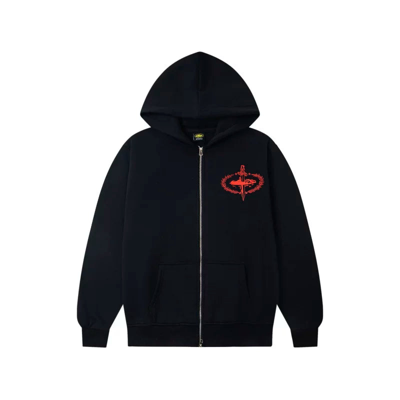 Corteiz Fleece Zip Sweatshirt & Pants Set – Black