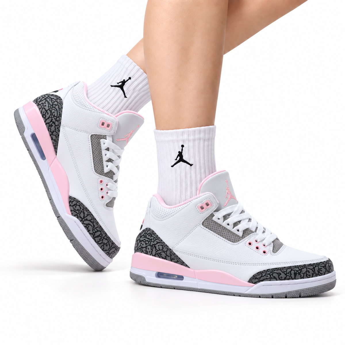 Air Jordan 3 Retro White Grey Pink Sneakers