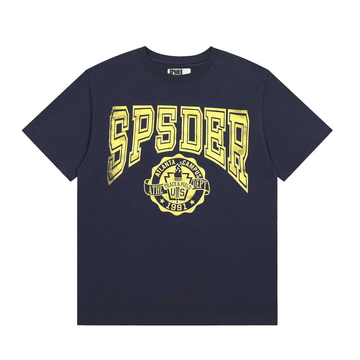 Sp5der Yellow Front Graphic Navy T-Shirt
