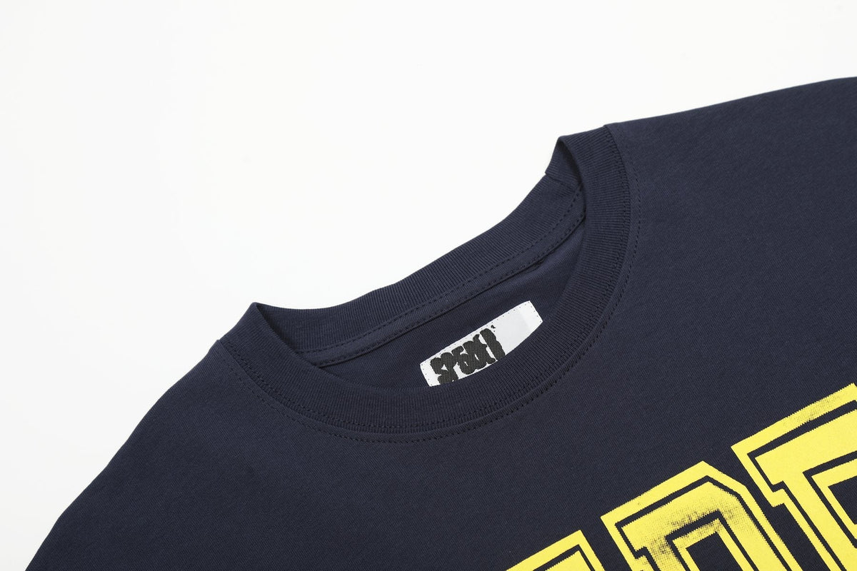 Sp5der Yellow Front Graphic Navy T-Shirt