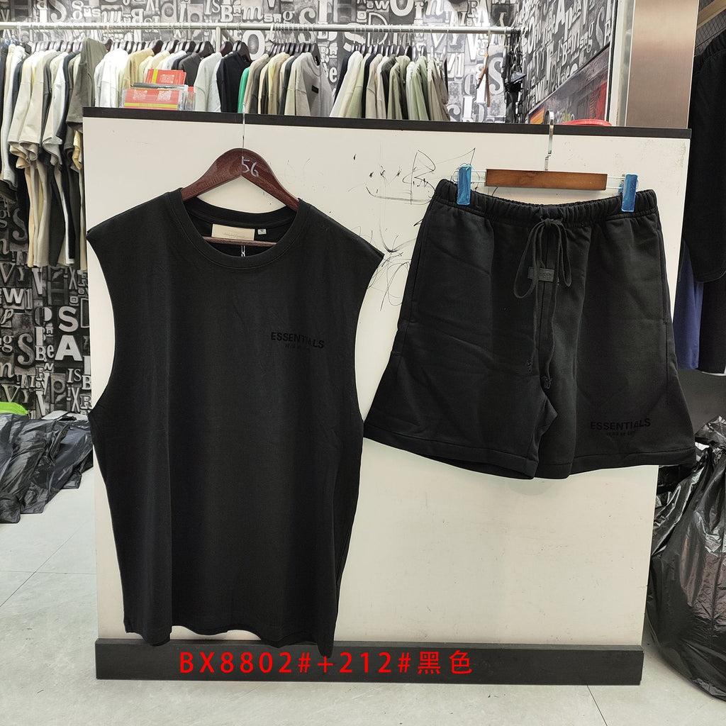 ESSENTIALS Sleeveless Top & Drawstring Shorts Set