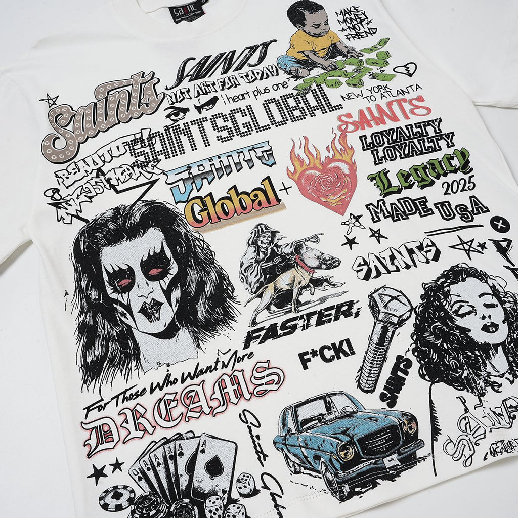 SAINT White Collage Graphic Short-Sleeve T-Shirt