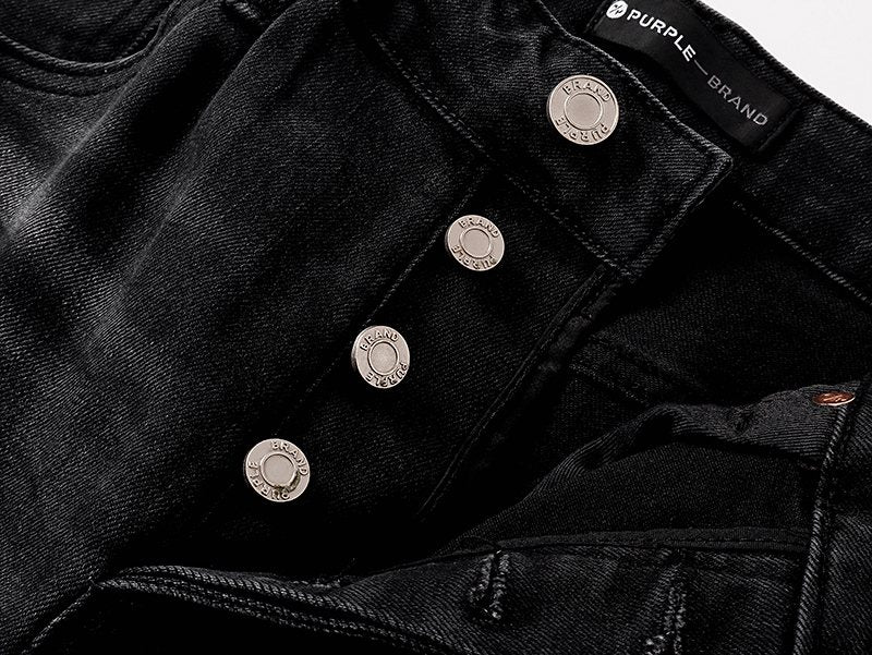 Purple Brand Black Paint-Splatter Distressed Flared Jeans