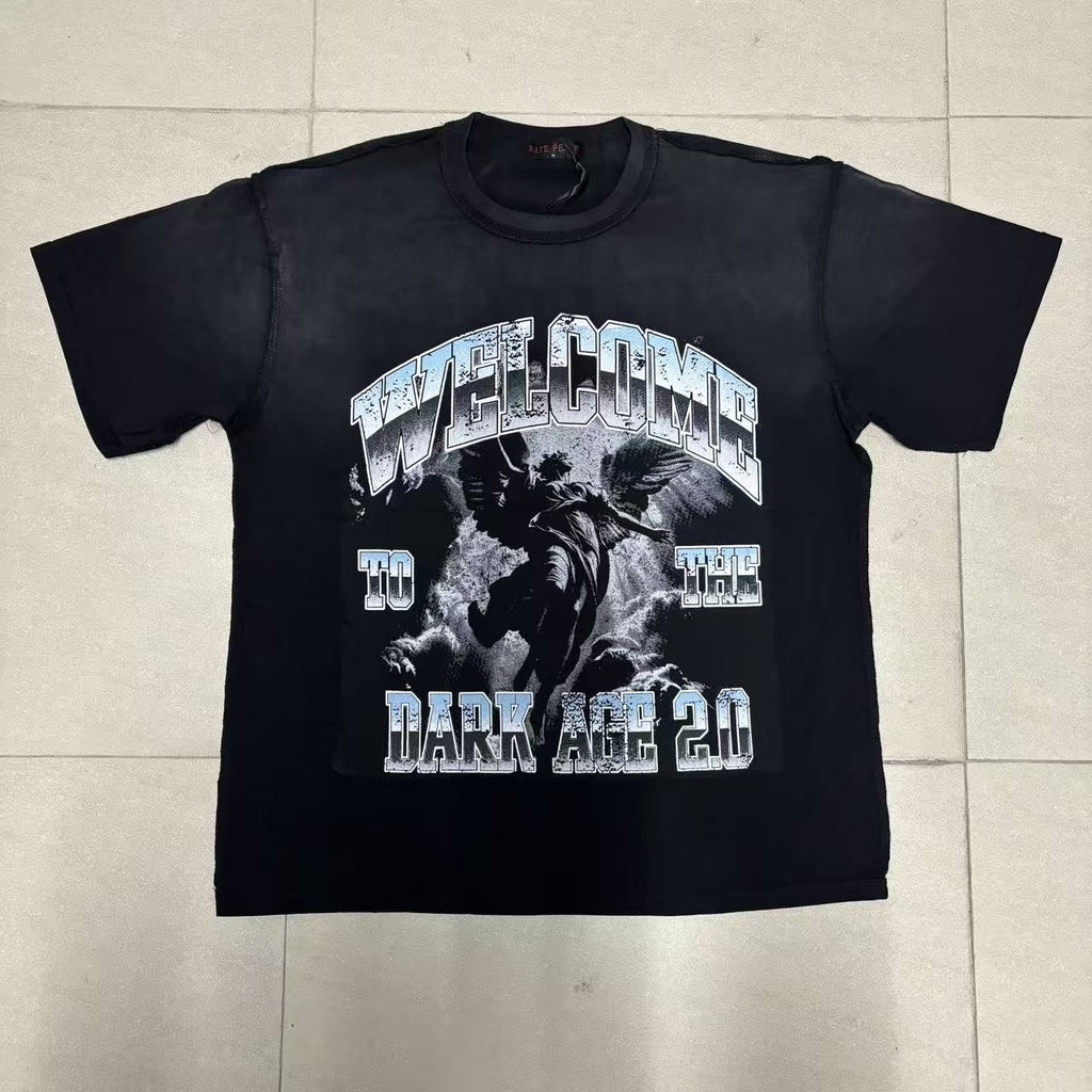 RARE PEACE Dark Age Washed Black Graphic T-Shirt