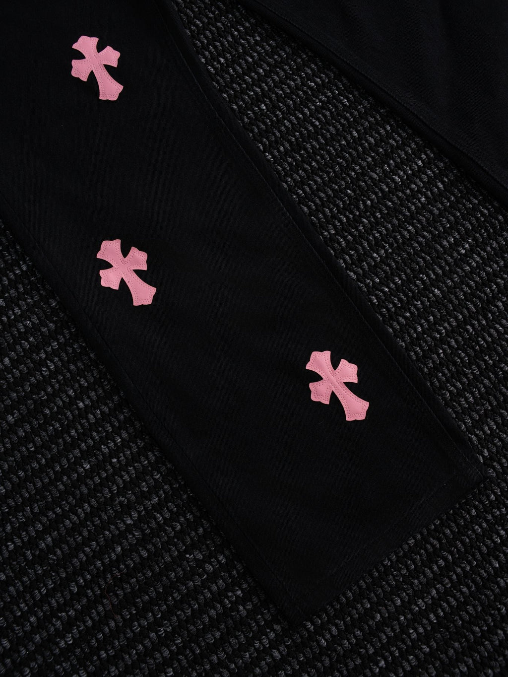 Chrome Hearts Pink Cross Patch Black Jeans