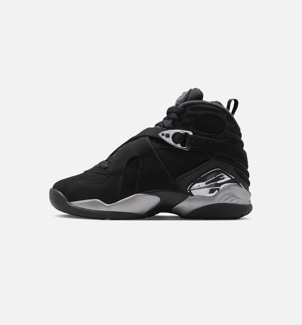 Air Jordan 8 Retro Chrome Big Kids' Sneakers - Black / White / Light Graphite