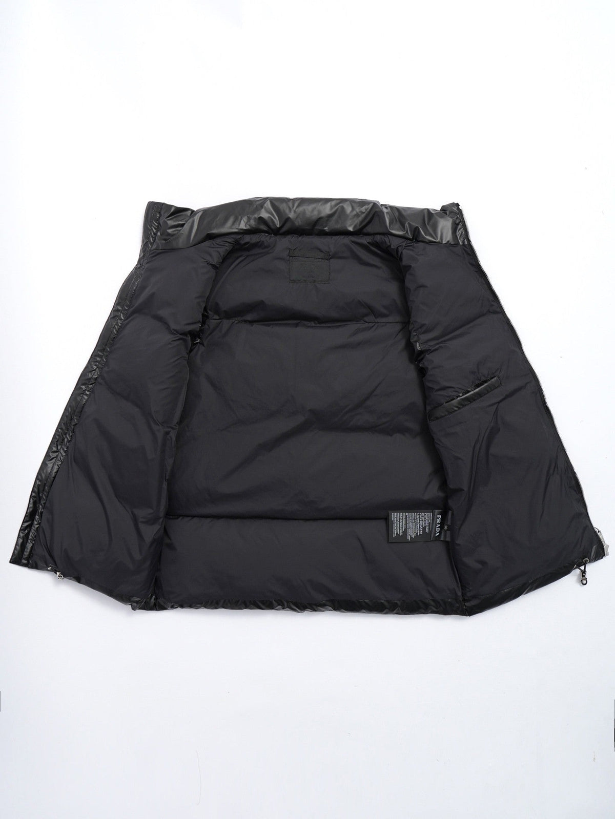 Prada Black Quilted Puffer Vest with Stand Collar