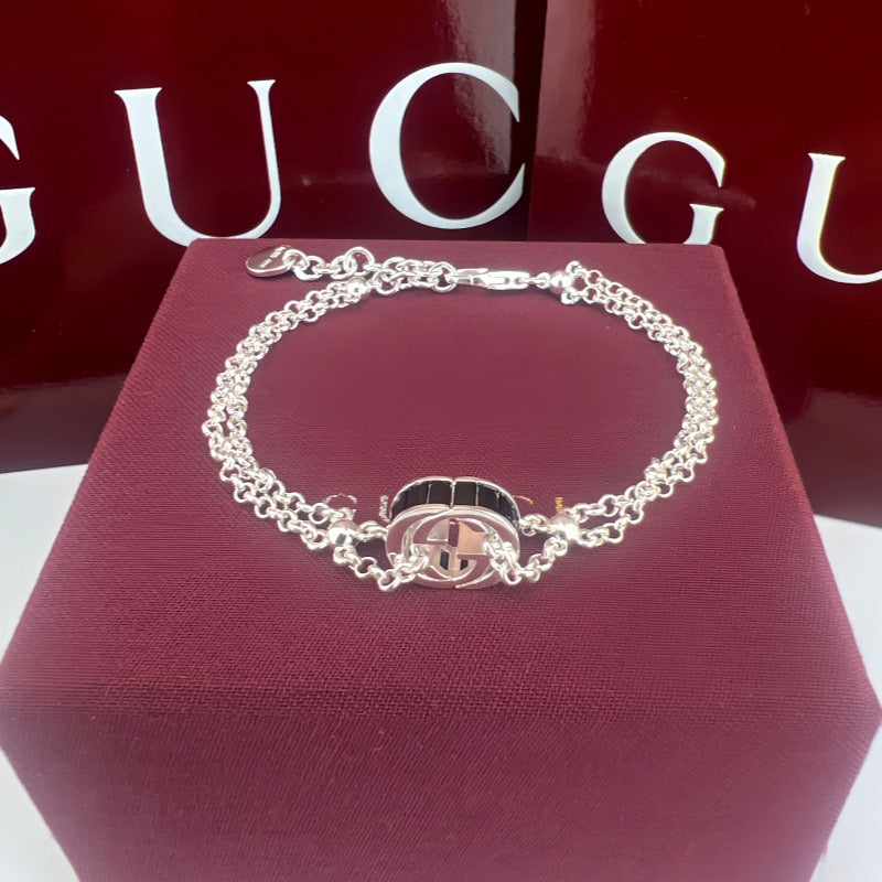 Gucci Black Princess-Cut Crystal Bracelet