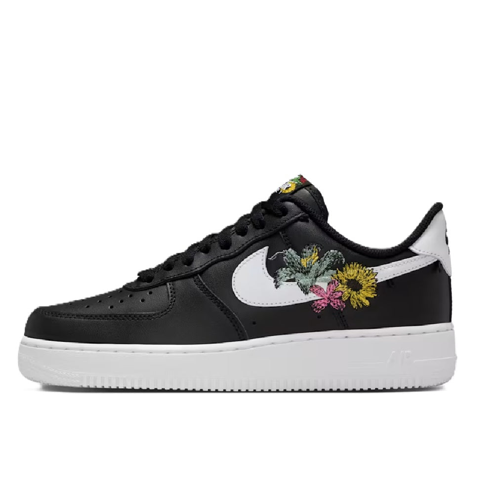Women's Nike Air Force 1 '07 PRM 'Flowers' Blk/Wht-Mtlc Gold (IB6644 001)