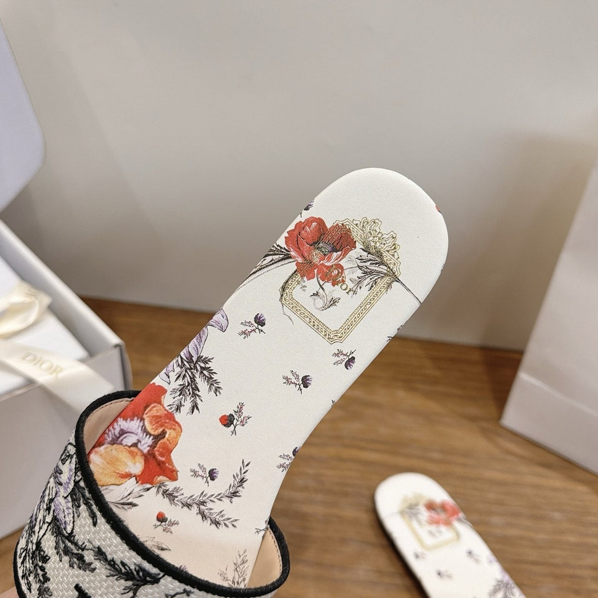 Dior Floral Printed Slide Sandals