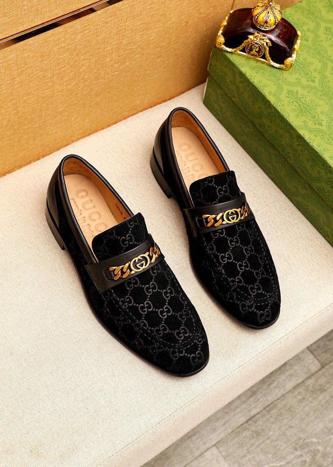 Gucci Black Patterned Loafers