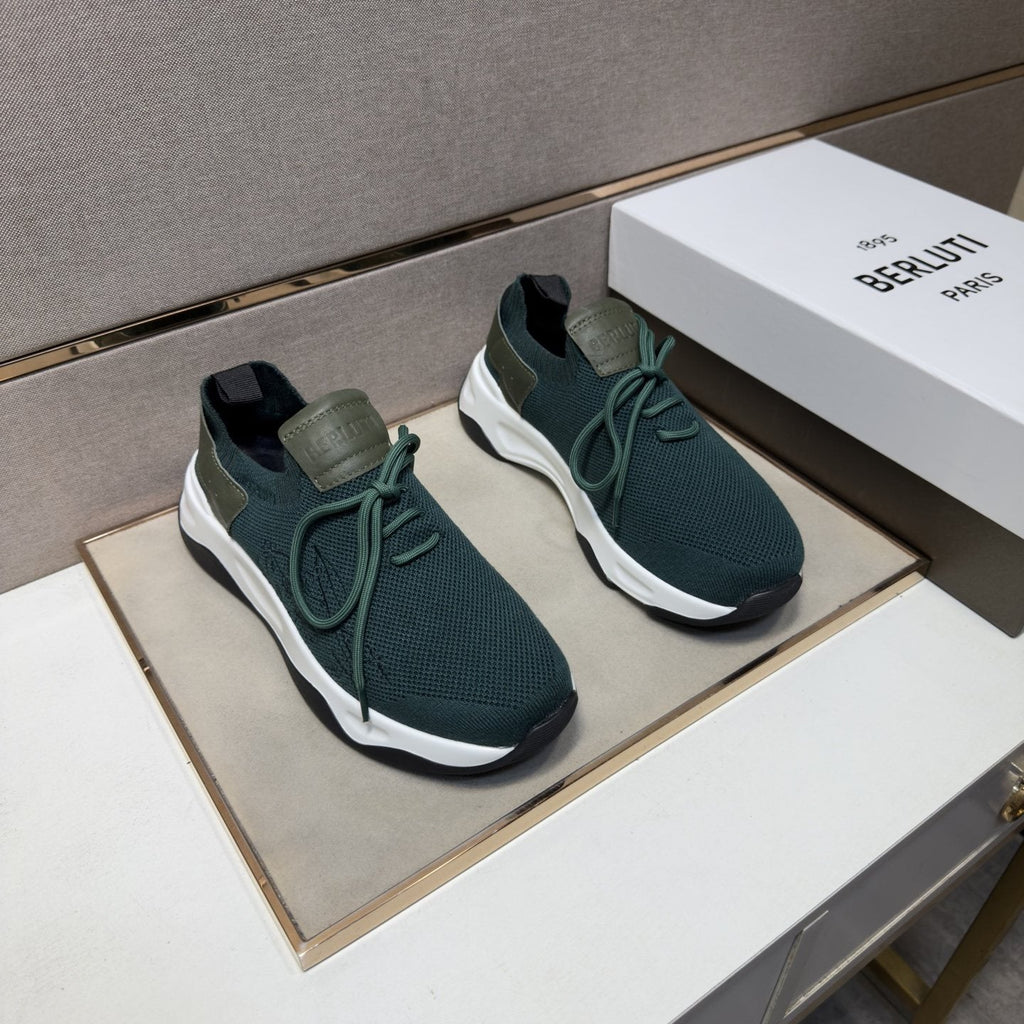 Berluti Men's Dark Green Low-Top Sneakers