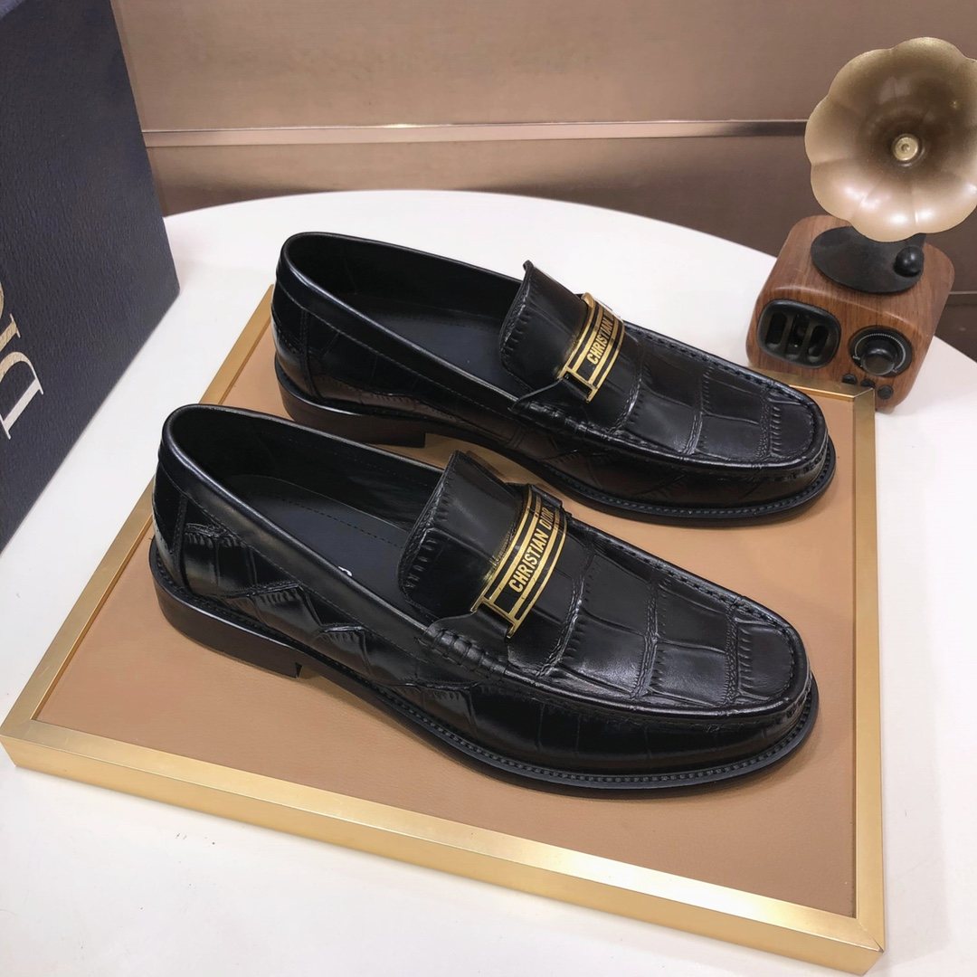 Dior Black Embossed Loafers