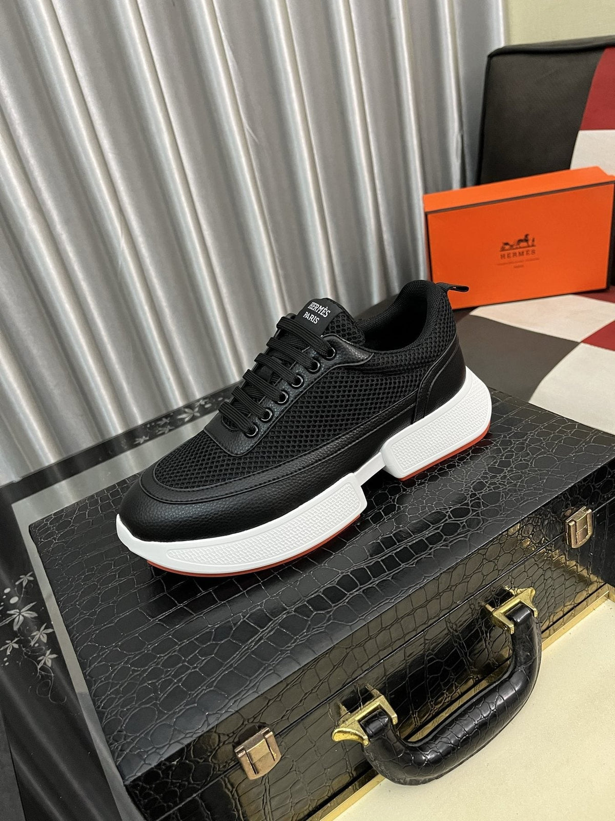 Hermès Layered Lace-Up Sneakers