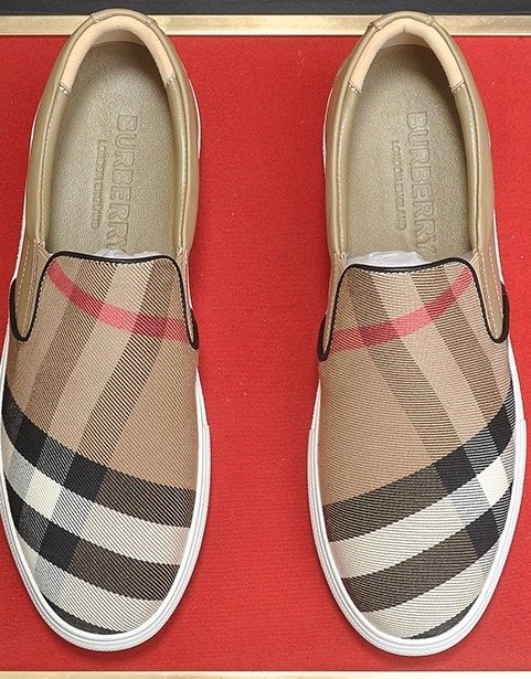 Burberry Beige Check Slip-On Sneakers