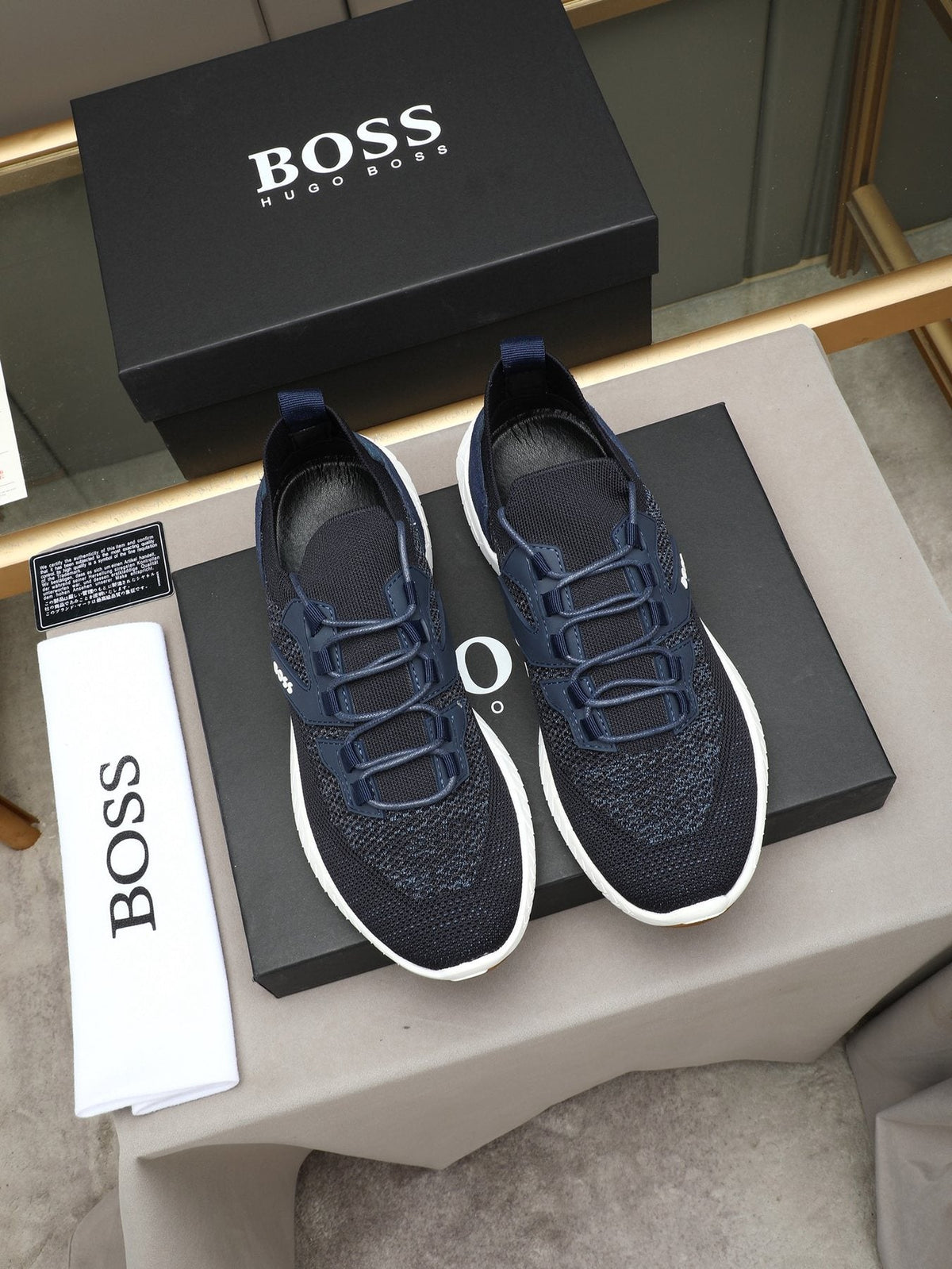 BOSS Textured Lace-Up Sneakers