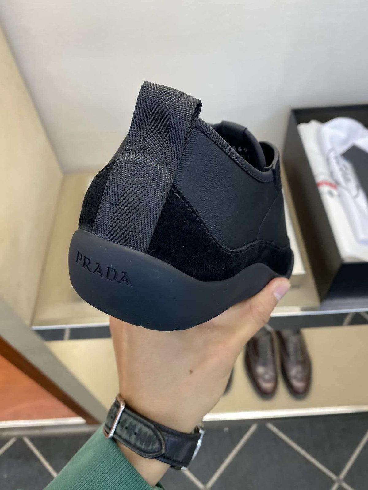 Prada Low-Top Leather Sneakers
