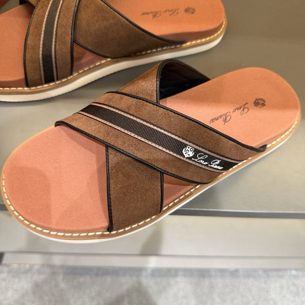 Loro Piana Men's Crisscross Slide Sandals - Cross Straps