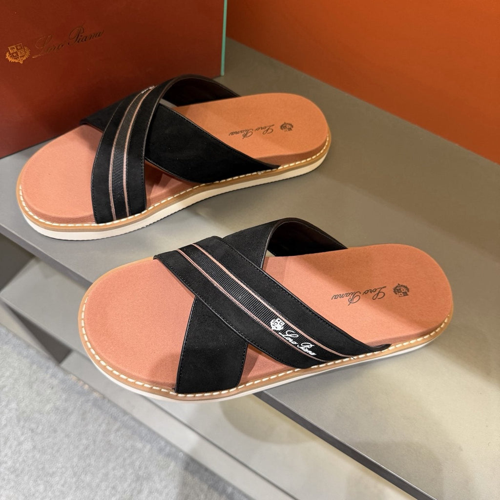 Loro Piana Men's Crisscross Slide Sandals - Cross Straps
