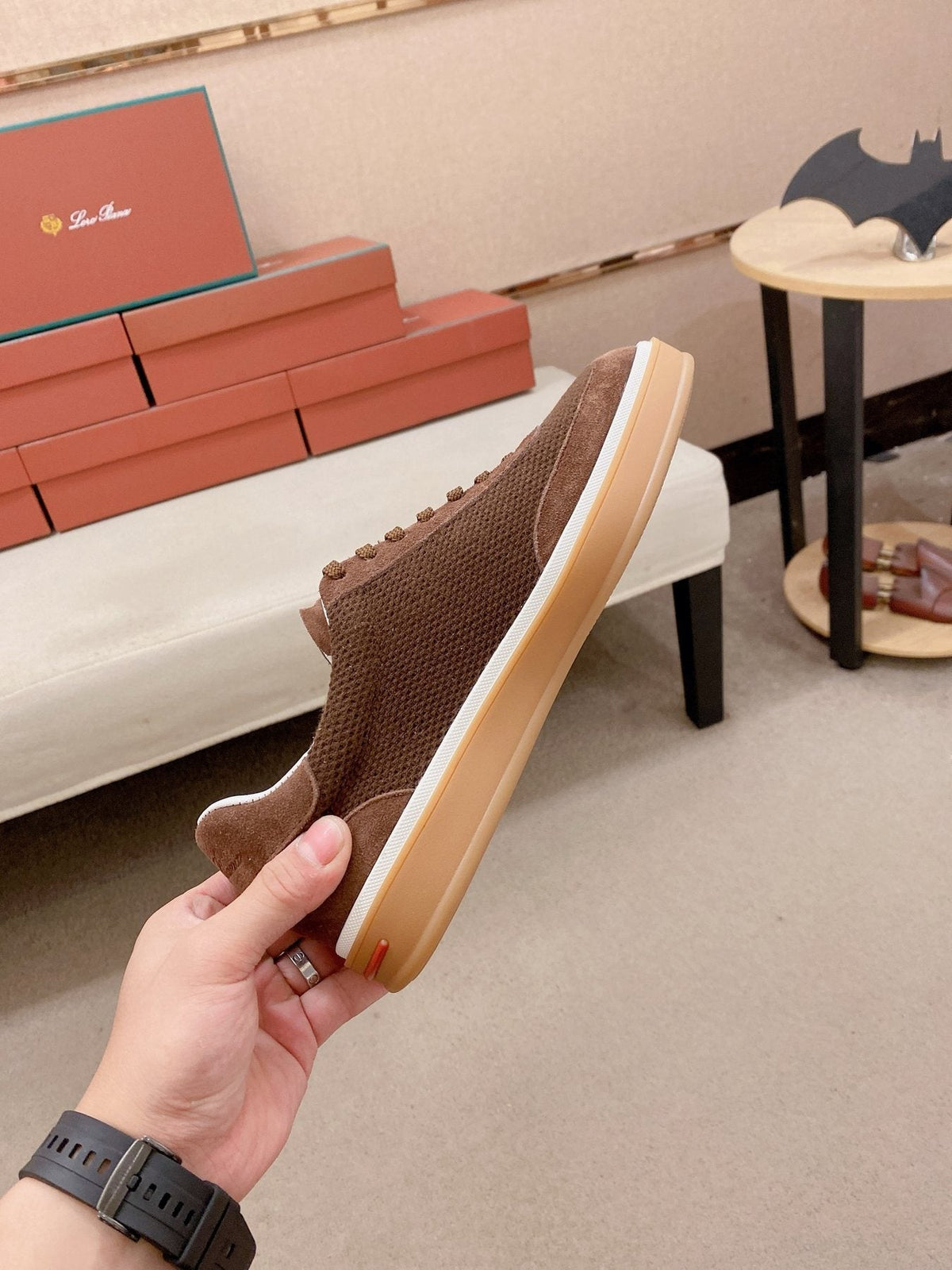 Loro Piana Textured Low-Top Lace-Up Sneakers