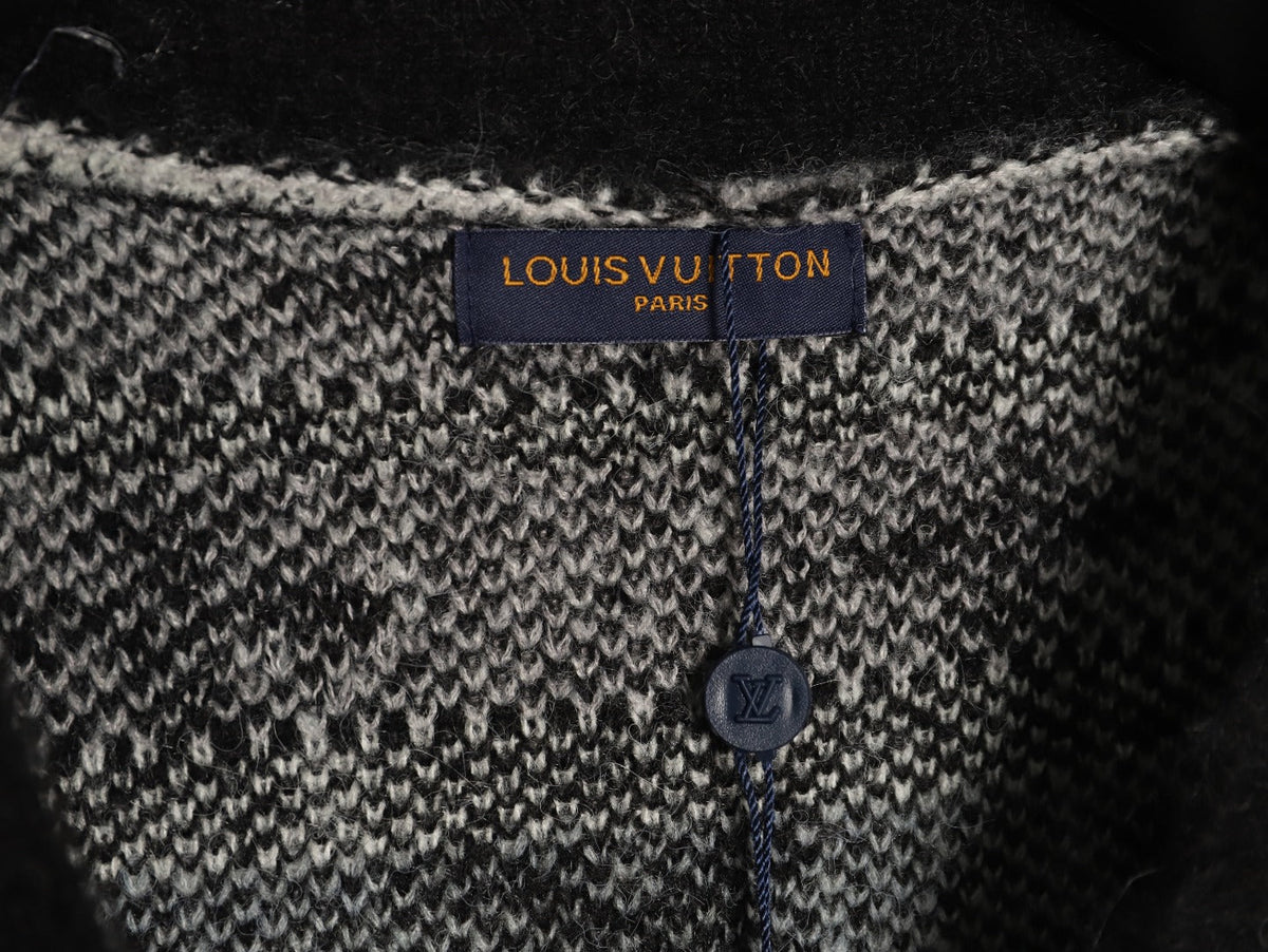 Louis Vuitton Gradient Monogram-Style V-Neck Cardigan - Gray and Black
