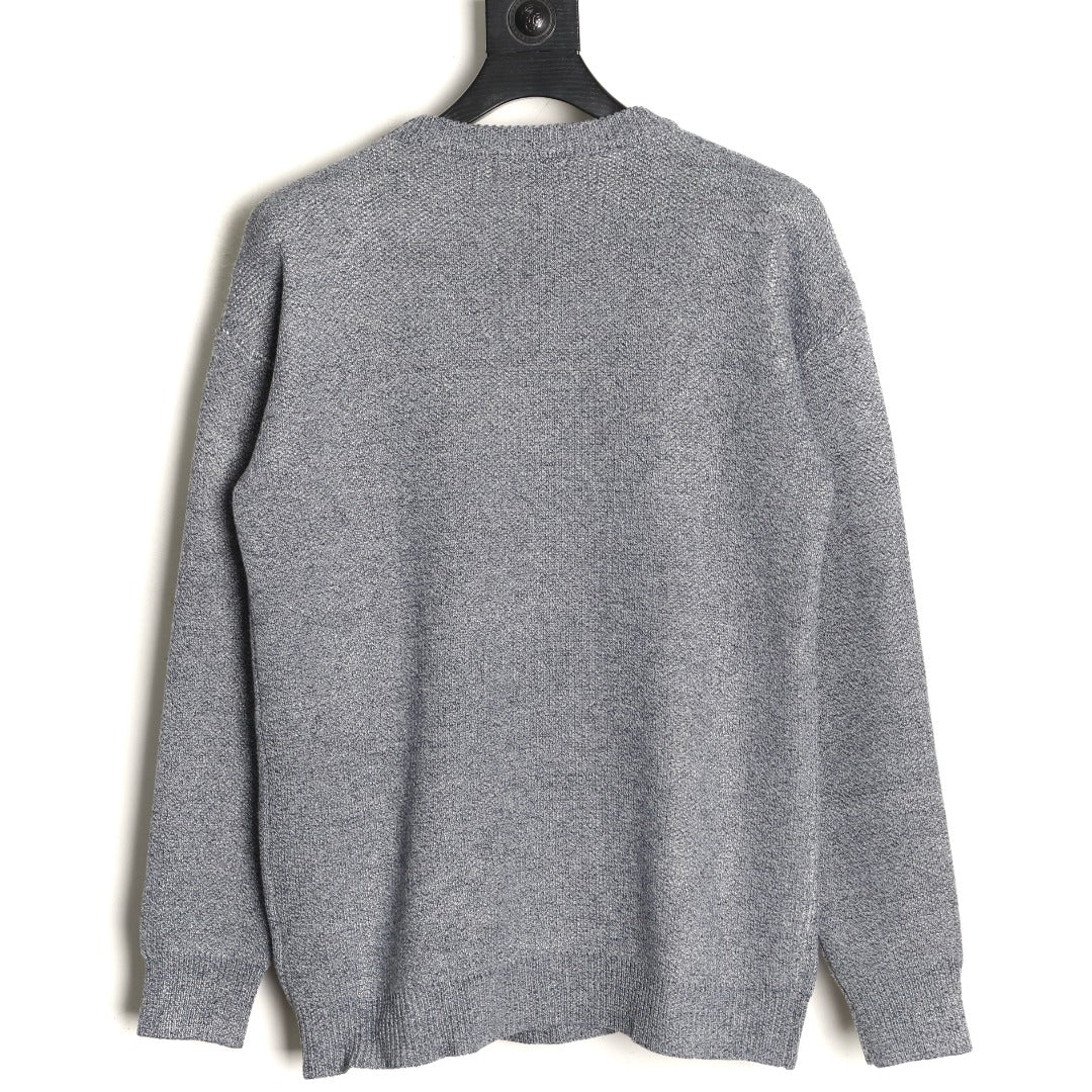 Loewe Anagram and Lettering Crewneck Knit Sweater - Gray
