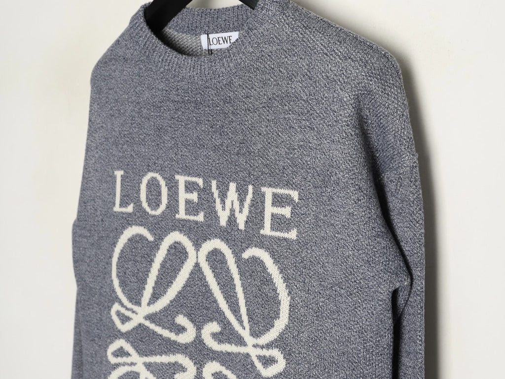 Loewe Anagram and Lettering Crewneck Knit Sweater - Gray